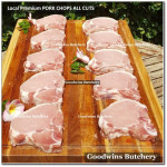 Pork CHOP SKIN OFF CLUB STEAK (less/no tenderloin) 3/4" 2cm frozen Local Premium (price/pack 500g 2pcs)